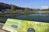 Information panel, Confluence district, Saone river, Lyon, Rhone, France