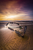 Wreck of the Lord-Grey at sunrise, Tardinghen, Opal Coast, France