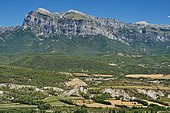 The Peña Montañesa (2295m), is part of a huge limestone overthrust which extends over the whole Cotiella massif and whose movement stretches for 40 km, Guaso, Aragonese Pyrenees, Spain