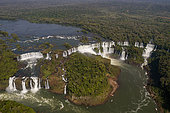 Aerial view of thhe incredibly beautiful Iguazu Falls on the border between Brazil and Argentina.