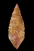 Toothed shape. Arrowhead in chipped stone. Neolithic period. Found between 1970 and 1980 in the southern Sahara at El Golea Timimoun, eastern erg. Algeria. 4,5 cm.