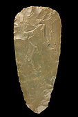 Rectangular scraper with rounded corners. Green Jasper. Mali, Neolithic. 13 cm.