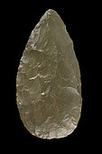 Amygdaloid biface. Green Jasper. Mali, Lower or Middle Palaeolithic. 12.3cm.