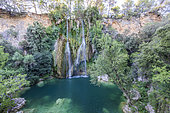 Waterfall of the Bresque river from a viewpoint, Sillans-la-Cascade, Provence, France