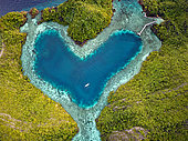 The heart, heart shape in a series of islands in Raja-Ampat, Indonesia