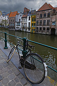 Bike in the city, virtuous means of transport, City of Ghent, Province of East Flanders, Belgium.