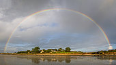 Rainbow over Goulven Bay, North Finistère, Brittany, France