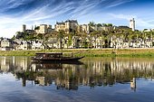 The river Vienne and the Royal Fortress of Chinon, indre et Loire department, Centre Val de loire, France, Europe