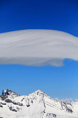 High altitude lenticular cloud over the Alps, France