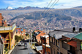 La Paz, between 3500 and 4000 m of altitude, administrative capital of Bolivia.