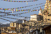 Prayer flags in the streets of Leh, Ladakh, India