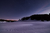 The Hautes Combes by night, in the background : the Jura Mountains, Jura, France