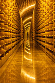 Comté cheeses, Maturing cellar, Jura, France