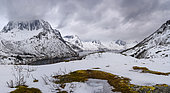 Landscape in Mefjorden. The island Senja during winter in the north of Norway. Europe, Norway, Senja, March