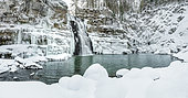 Saut du Doubs in winter, Villers-le-Lac, Doubs, France