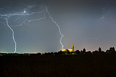 Thunderstorm and lightning in Chartres, Eure-et-Loir, France