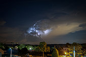 Supercell thunderstorm near Plaisir, Yvelines, on the night of 18 to 19 May 2022. Numerous inter-thunderstorm lightning flashes were observed. France