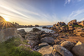 The Pink Granite Coast at sunset, Perros-Guirec, Côte d'Armor, Brittany, France