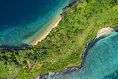 Aerial view of Hendréma point to the north of the island of Mayotte in the Comoros archipelago.