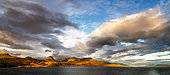 Sunset over Argentina's Tierra del Fuego from the Beagle Channel, not far from Ushuaia.