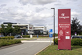 Entrance to the head office of Limagrain, a world's leading seeds company. Agribusiness and agro-industry, Saint-Bauzire, France.