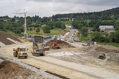 Engineering structure under construction despite the state's failure to acquire all the land. The controversial project to bypass the communes of Le Pertuis and Saint Hostien takes the N88 through various natural areas. The route is criticised by opponents of the Lutte des sucs and environmentalists, Le Pertuis, France.