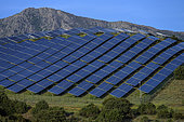 Photovoltaic panels in Haute Corse. Photovoltaic power plant in Castifao, Upper Corsica