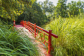 Japanese bridge, Parc Floral de la Court d'Aron, Saint Cyr-en-Talmondais, Vendée, France