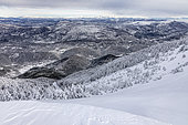 Snow-covered ridge and north face of Mont Ventoux, Provence, France