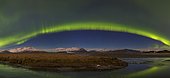 Northern Lights, Aurora borealis, polar lights, weather phenomenon showing natural light display over Hornafjörður in winter, Austurland, Iceland, Europe