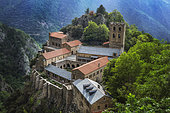 Saint-Martin du Canigou Abbey in the Eastern Pyrenees. Cady valley, above Prades. France