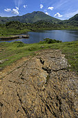Lherzolite in front of Lers pond in Ariège, Pyrenees, France.