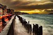 Saint-Malo, Emerald Coast, Brittany, France. Storm in Saint-Malo at dusk