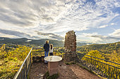 Ruin of Ramstein Castle in autumn, Baerenthal, Moselle, France