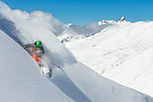 Skier in La Rosière, Tarentaise, Savoie, Alpes , France