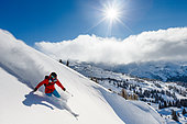 Skier, Telemark, Châtel, Portes du Soleil, Haute Savoie, Alpes, France
