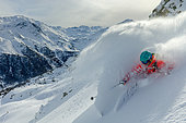 Skier, Aiguille rouge, les ARCS, Tarantaise, Savoie, Alpes, France