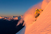 Skier in powder snow, Rosa Kutor, Sochi, Caucasus, Russia