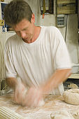 traditional French artisanal baking - kneading