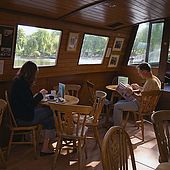 United Kingdom London Regent's Canal Little Venice The Waterside Cafe on the houseboat.