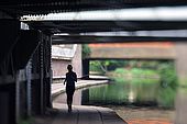 United Kingdom London Regent's Canal Footing under a railway bridge along the Maida Vale.