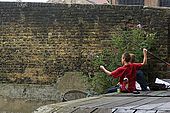 United Kingdom London Regent's Canal Younger fishermen. 