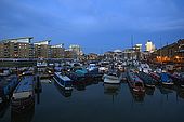 United Kingdom London Regent's Canal Limehouse Basin - The harbour, with Canary Wharf buildings in background