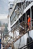 Captain Zeljko Matejcic looking out from his rusting ship, Galeb, Tito's old luxury yacht, Rijeka, Croatia