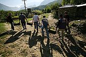 Harvesting grapes in the village of Pellumbar, Valley of Permet, Albania