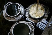 Freshly made butter in Mr. Meshini's workshop, village of Kosova, Province of Permet, Albania