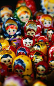 Trakai (Lithuania); Matrioska dolls on sale by one of the many souvenir shops along the Galves lake;