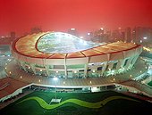 Night view of Shanghai Stadium in Shanghai