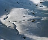 Italy, Veneto, I World War (1915-1918) Monte Grappa locations. Trench under the snow below the Mount Coston