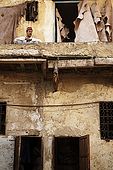 Taking a break, the tanneries, Fes, Morocco